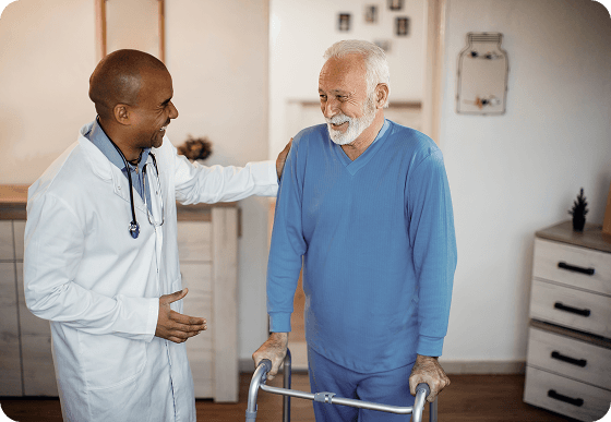Healthcare professional with elderly patient